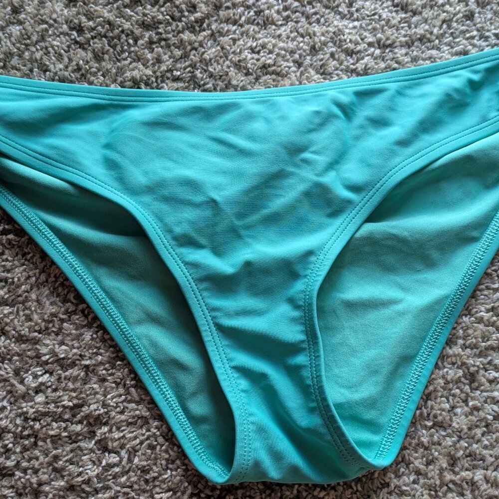 Aerie Ruched Back Bikini Bottom Green Size Large Summer Swimwear